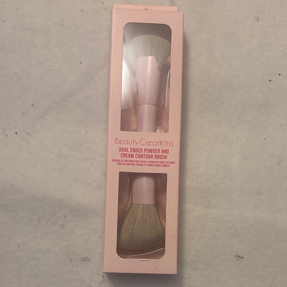 Beauty Creations Dual-Ended Angled Contour & Powder Brush - Pale Pink Travel